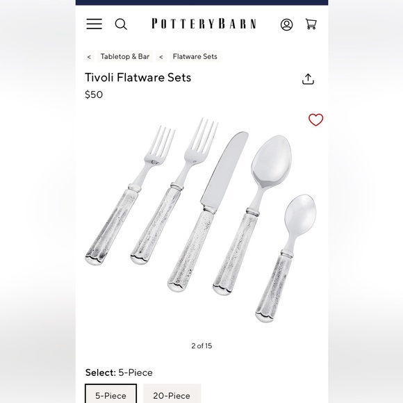 Complete like new set for 8. Quality cutlery set. Timeless from Pottery Barn - Picture 1 of 1